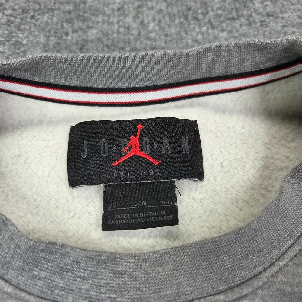 Mens Nike Air Jordan Essential Holiday Fleece Crewneck Sweatshirt Plaid Gray 3XL